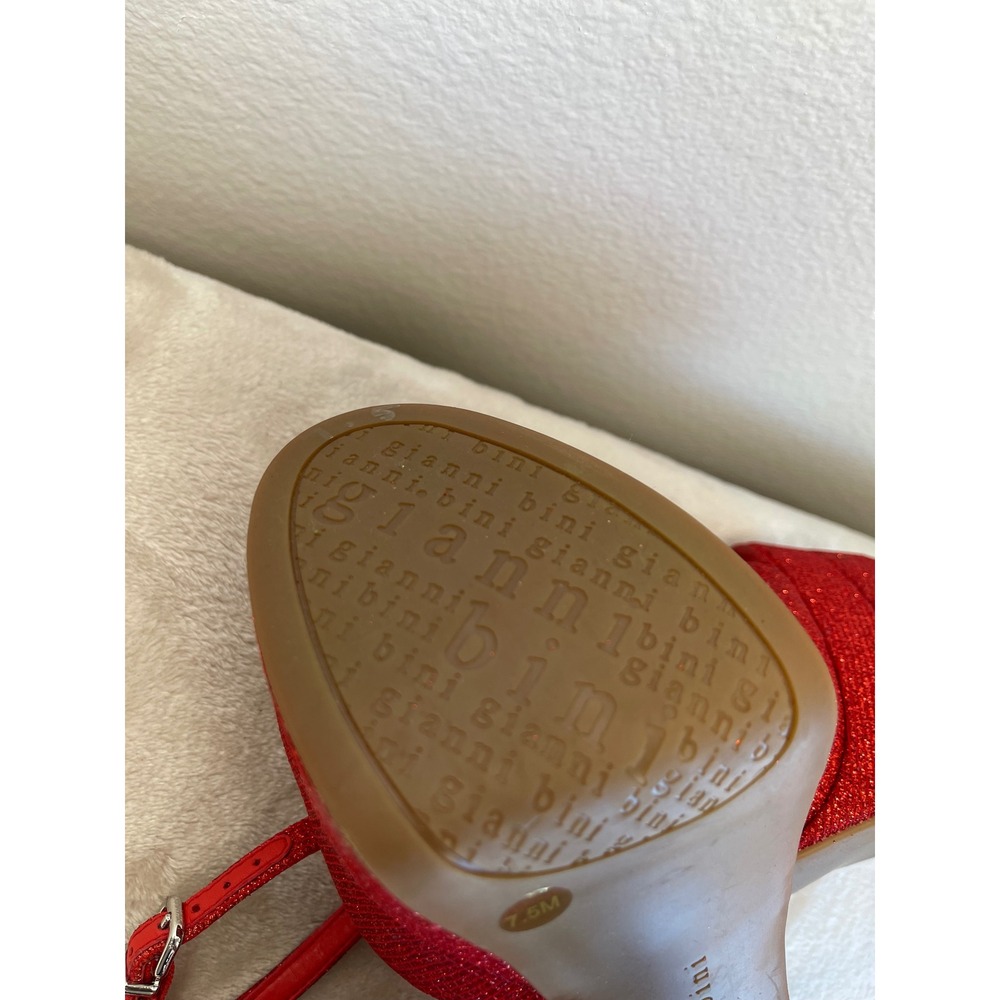Gianni Bini Red Glitter Platform Heels Ankle Strap Sandals Womens 7.5 M - Picture 10 of 15